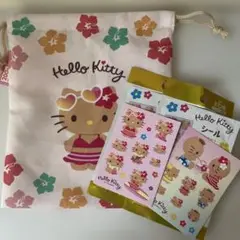 サンリオ　日焼け　キティ　HELLO KITTY 巾着　ステッカー　セット