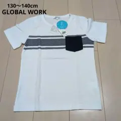 GLOBAL WORK ポケット付きTシャツ XXL 130〜140cmホワイト