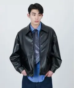 【未使用品】 JUNRED ジュンレッド フェイクレザージャケット ブルゾン