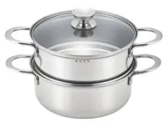 丸山 ルチェンテ二段　蒸し器 20cm 2.6L ガラス蓋付き　鍋