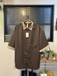 未使用タグ付き✨ハルハム　半袖 シャツオーバーサイズ ブラウン Ｌサイズ