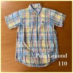 Polo Ground 半袖チェックシャツ 110