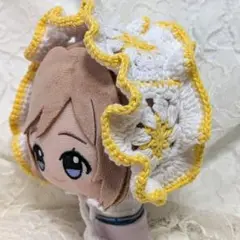 〈イエロー×ホワイト〉ぬい服　ヘッドドレス　ちびぐるみ　にじぬい