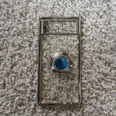 Googleピクセル6 リング付き　スマホケース　シルバー