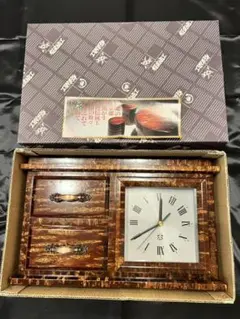 桜皮細工 時計付き 小物入れ