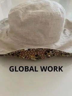 GLOBAL WORK ベージュ バケットハット 花柄裏地