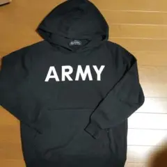 ARMY パーカー フード付きトレーナー 黒 M 裏起毛 アメカジ