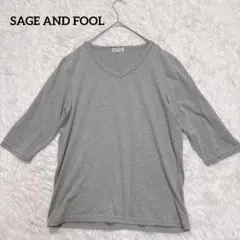 【セージアンドフール】5部袖カットソー　シャツ　グレイ　メンズ　XL