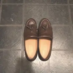 【美品】合皮ローファー　ブラウン　23.5