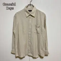 ⚫︎美品【Graceful Days】ストライプシャツ（L）コットン　カジュアル