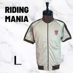 美品✨【RIDINGMANIA】スカルプリント半袖ジャケット　微光沢　裏起毛　L