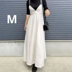 しまむら　キャミロングワンピース　ルナシオン　ウェーブJQキャミワンピース　M