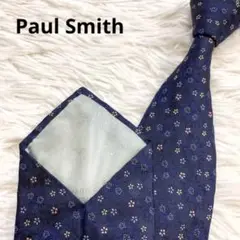 【極美品】Paul Smith ポールスミス ネクタイ 花柄 ネイビー シルク