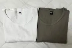 【UNIQLO/ユニクロ 】ミニ リブT 2枚セット（ホワイトXL/オリーブL）