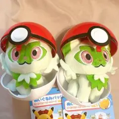ポケモン ぬいぐるみバッジ IN モンスターボールケース ニャオハ2個