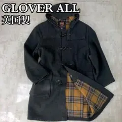 【良品】グローバーオール 英国製 ダッフルコート チェック柄 グレー L メンズ
