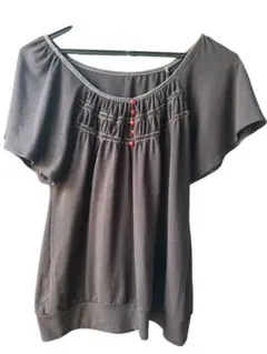 オフショルダー ダークグレー Tシャツ