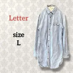 Letter【L】デニムシャツチュニック コットン カジュアル 無地 シンプル