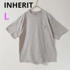 【インヘリット】INHERIT ポケット付Tシャツ　カジュアルグレー ピンク　L