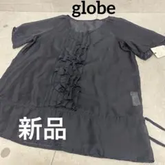 新品★グローヴ★ワールド★シアー★フリル★ネイビー★半袖★トップス★Lサイズ