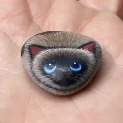 シャム猫ペイント石 小型ストーンアート