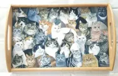 猫　トレー　インテリア　cats　木製　ペイント