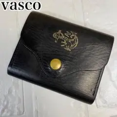 ヴァスコ vasco 三つ折り財布　レザー ゴールド金具　ブラック　2022FW