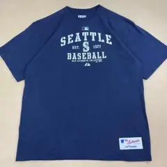 Majestic MLB マリナーズ Tシャツ ネイビー フロントロゴ USA