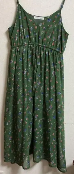 春夏かわいいキャミワンピーLOWRYSFARMローリーズファームグリーン花柄翠