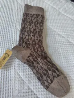 靴下屋新品茶色アーガイルラメソックス