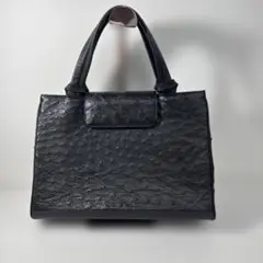 オーストリッチレザー 黒 ハンドバッグ