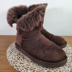 UGG アグ ムートンブーツ ファー ブラウン 24cm ヒール3cm 暖かい