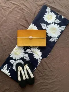 ◆大人ゆかた◆品ある向日葵（ひまわり）黒紺浴衣◆どなたでもお似合いになる古典