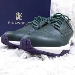 新品未使用箱付 26㎝◎R.NEWBOLD レザースニーカー ウイングチップ 緑