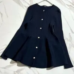 【極美品✨25ss】PLST ホールガーメントペプラムカーディガン Lサイズ 紺