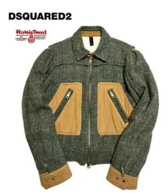 希少 DSQUARED2 ハリスツイード ハの字 ライダース Italy製