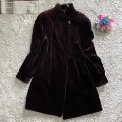 【美品 銀サガ】最高級 サガミンク 本毛皮 ロングコート ダークブラウン