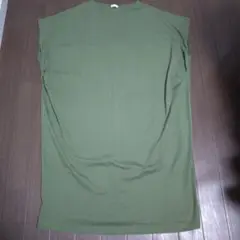 45 オリーブ色 ノースリーブ カットソーワンピース M-L