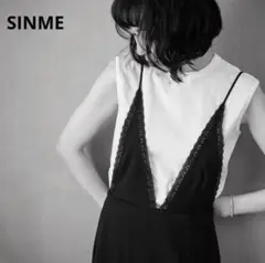 SINME★シンメ★キャミソールワンピース★ブラック×ホワイトレース★M