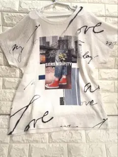 美品 オーバーサイズ tシャツ トップス ラインストーン プリント