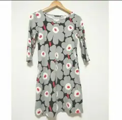 最終値下げ中☆marimekko　ウニッコ柄 七分袖 ひざ丈ワンピース