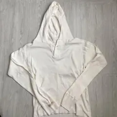 HealthknitヘルスニットM 無地長袖　ホワイト ワッフルサーマルパーカー