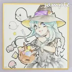 ハロウィーン　魔女　女の子　イラスト　原画　絵　豆色紙