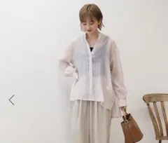 AMERICAN HOLIC 楊柳シアーバンドカラーシャツ