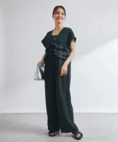 アンディコール　異素材コンビネゾン 　ブラック