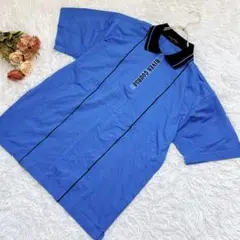 ★RIVER COURSE★リバーコース 半袖ポロシャツ【LL】ジップ ブルー