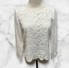 ロペ　レース長袖トップス ホワイト　綿40% Mサイズ