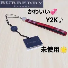 【新品未使用】Y2K バーバリー ロンドン スマホ等 ストラップ ノバチェック