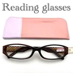 chalette 老眼鏡 +2.50 ブラウン　透かし模様のテンプル　ケース付