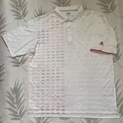 adidas CLIMACOOL 柄×ホワイト ポロシャツ L
